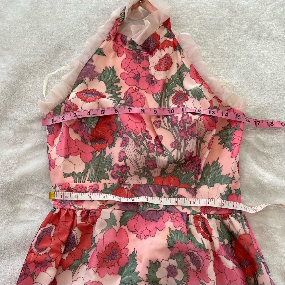 Vintage Pink Retro Floral Halter Maxi Dress - Picture 5 of 7